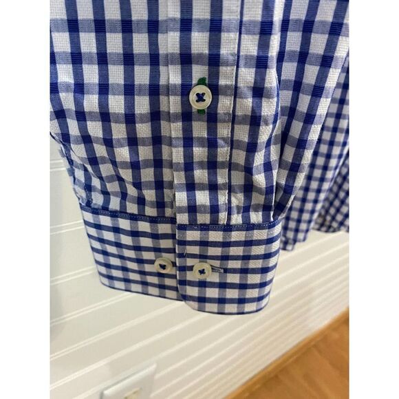 Tommy Hilfiger  Slim Fit Blue Checkered Button Down Collared Shirt Men’s 16.5 - Picture 4 of 6